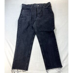 Old Navy Jeans Womens 14 Black Straight Leg Extra High‎ Rise Button Fly 36x25.5